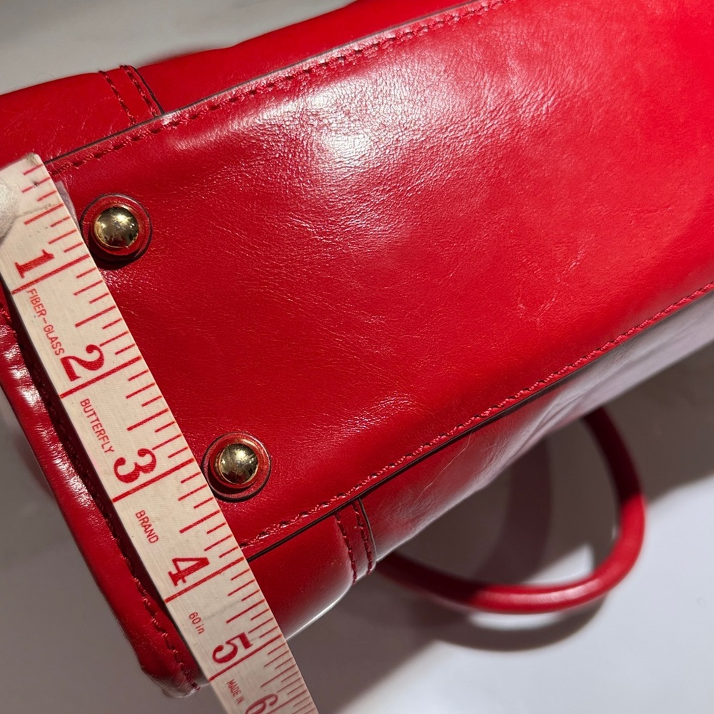 NEW MILLY Leather Crossbody/Shoulder Vintage Tote Bag, Red - Picture 10 of 16